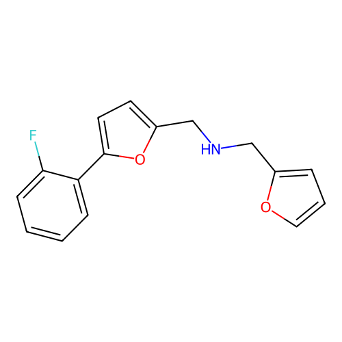N-{[5-(2-fluorophenyl)-2-furyl]methyl}-N-(2-furylmethyl)amine structure