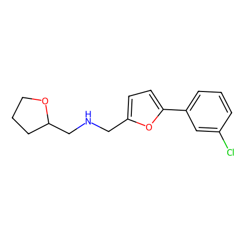 1-[5-(3-chlorophenyl)furan-2-yl]-N-(tetrahydrofuran-2-ylmethyl)methanamine structure