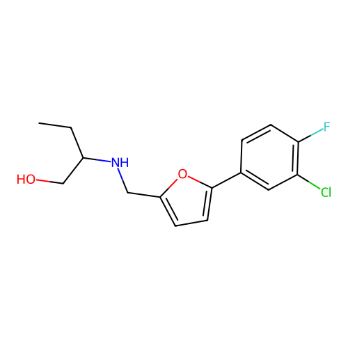 2-[[5-(3-Chloro-4-fluorophenyl)furan-2-yl]methylamino]butan-1-ol structure