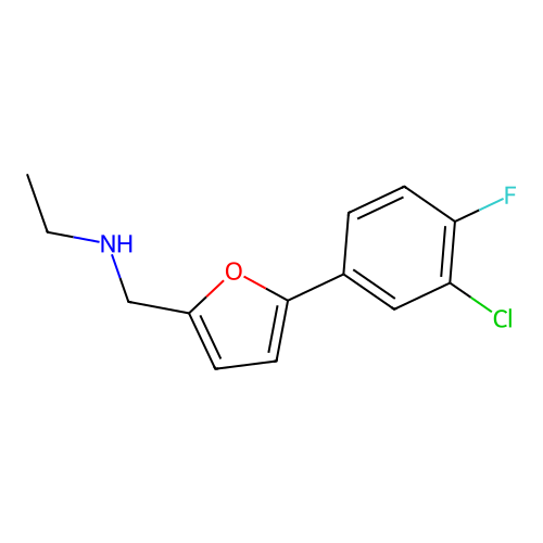 N-{[5-(3-chloro-4-fluorophenyl)furan-2-yl]methyl}ethanamine structure