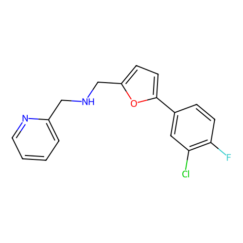 N-{[5-(3-chloro-4-fluorophenyl)-2-furyl]methyl}-N-(2-pyridinylmethyl)amine structure
