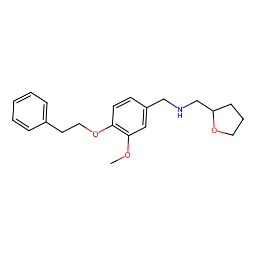 1-[3-methoxy-4-(2-phenylethoxy)phenyl]-N-(tetrahydrofuran-2-ylmethyl)methanamine structure