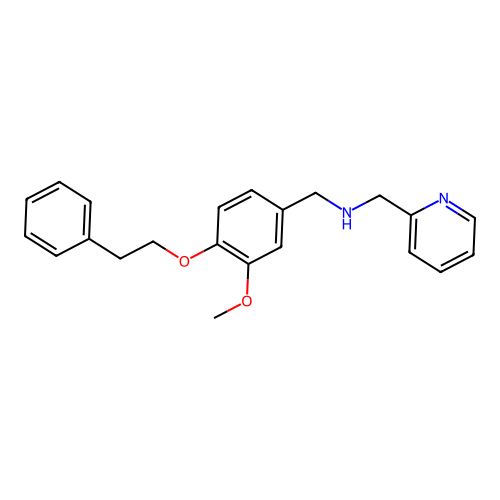 (3-Methoxy-4-phenethyloxy-benzyl)-pyridin-2-ylmethyl-amine structure