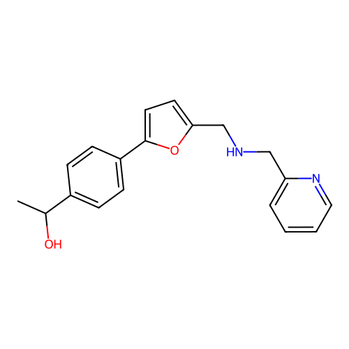 1-[4-(5-{[(Pyridin-2-ylmethyl)amino]methyl}furan-2-yl)phenyl]ethanol structure