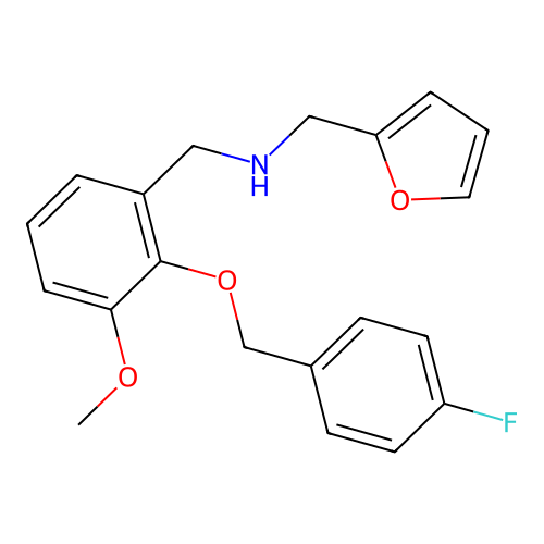 N-{2-[(4-fluorobenzyl)oxy]-3-methoxybenzyl}-N-(2-furylmethyl)amine structure