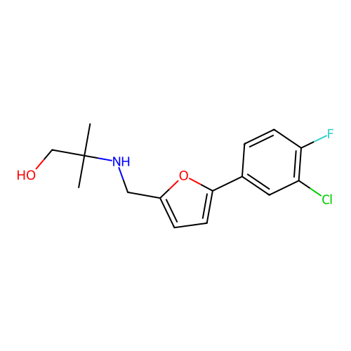 2-({[5-(3-Chloro-4-fluorophenyl)furan-2-yl]methyl}amino)-2-methylpropan-1-ol structure