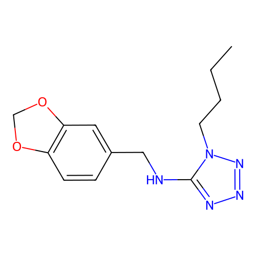 N-(1,3-benzodioxol-5-ylmethyl)-1-butyl-1H-tetrazol-5-amine structure
