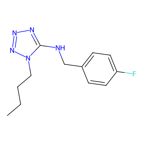 1-butyl-N-[(4-fluorophenyl)methyl]tetrazol-5-amine structure