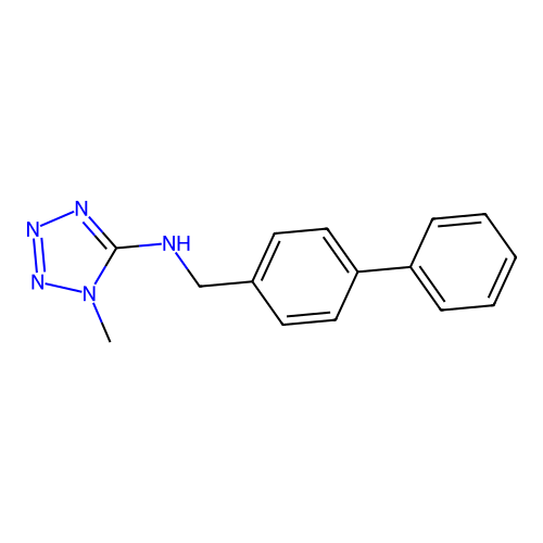 1-methyl-N-[(4-phenylphenyl)methyl]tetrazol-5-amine structure