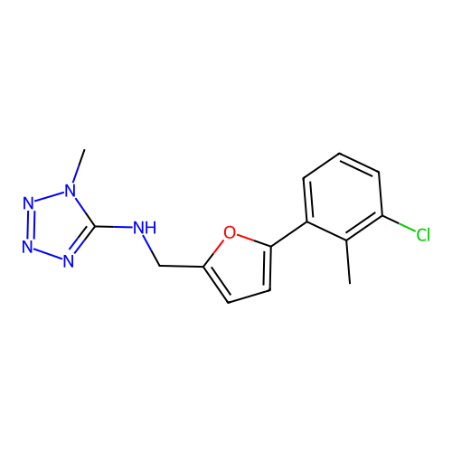 N-[[5-(3-chloro-2-methylphenyl)furan-2-yl]methyl]-1-methyltetrazol-5-amine structure