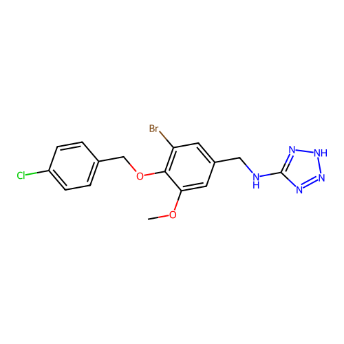 N-(3-bromo-4-((4-chlorobenzyl)oxy)-5-methoxybenzyl)-1H-tetrazol-5-amine structure