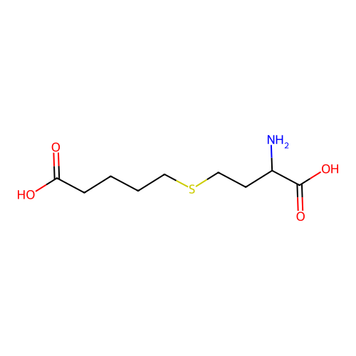 (R,S)-5-(3-amino-3-carboxy-propylsulfanyl)-pentanoic acid structure