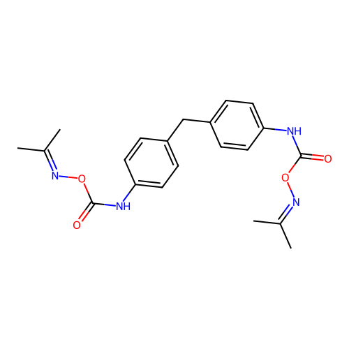 N,N'-(Methylenedi-4,1-phenylene)bis(O-(carbamoyl)acetone oxime) structure