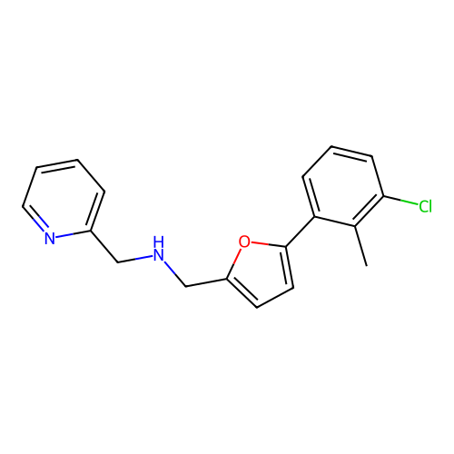 [5-(3-Chloro-2-methyl-phenyl)-furan-2-ylmethyl]-pyridin-2-ylmethyl-amine structure