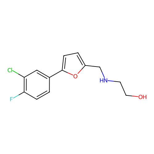 2-({[5-(3-Chloro-4-fluorophenyl)-2-furyl]methyl}amino)ethanol structure