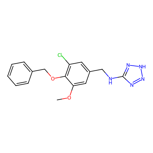 N-[(3-chloro-5-methoxy-4-phenylmethoxyphenyl)methyl]-2H-tetrazol-5-amine structure