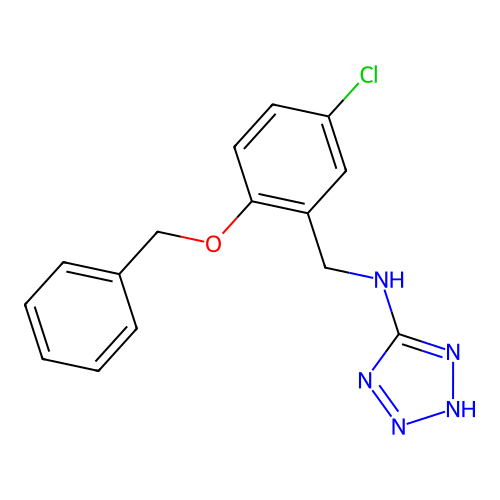 N-[(5-chloro-2-phenylmethoxyphenyl)methyl]-2H-tetrazol-5-amine structure