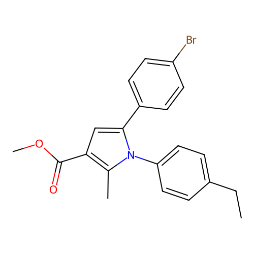 methyl 5-(4-bromophenyl)-1-(4-ethylphenyl)-2-methyl-1H-pyrrole-3-carboxylate structure