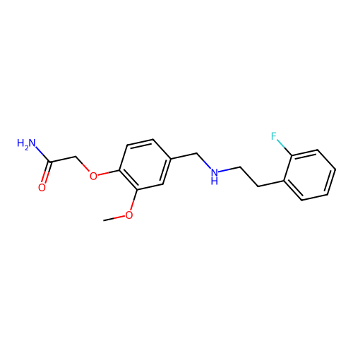 2-[4-({[2-(2-Fluorophenyl)ethyl]amino}methyl)-2-methoxyphenoxy]acetamide structure
