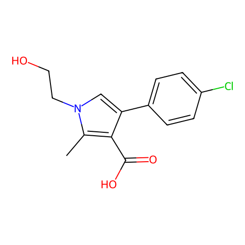 4-(4-chlorophenyl)-1-(2-hydroxyethyl)-2-methyl-1H-pyrrole-3-carboxylic acid structure