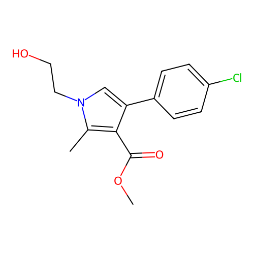 methyl 4-(4-chlorophenyl)-1-(2-hydroxyethyl)-2-methyl-1H-pyrrole-3-carboxylate structure