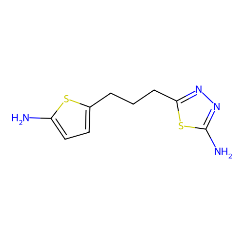 5-[3-(5-Aminothiophen-2-yl)propyl]-1,3,4-thiadiazol-2-amine structure