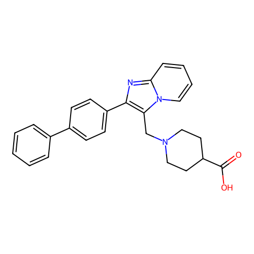 1-(2-Biphenyl-4-yl-imidazo[1,2-a]pyridin-3-ylmethyl)piperidine-4-carboxylic acid structure
