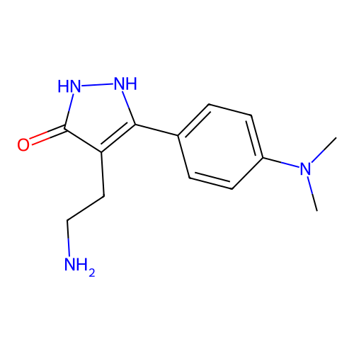 4-(2-aminoethyl)-5-[4-(dimethylamino)phenyl]-1,2-dihydro-3H-pyrazol-3-one structure