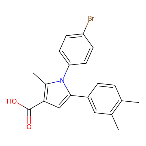 1-(4-bromophenyl)-5-(3,4-dimethylphenyl)-2-methyl-1H-pyrrole-3-carboxylic acid structure