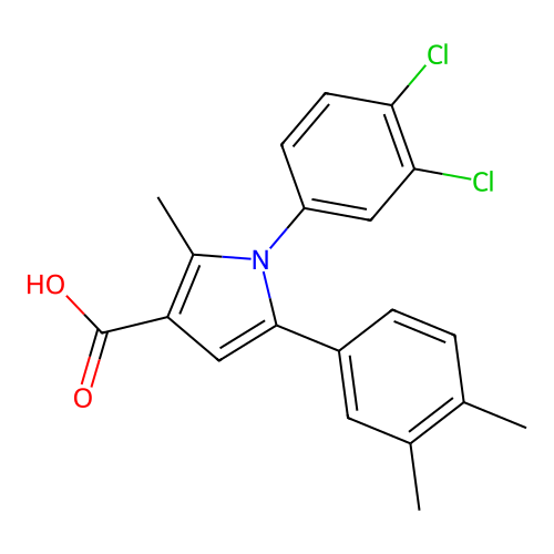 1-(3,4-dichlorophenyl)-5-(3,4-dimethylphenyl)-2-methyl-1H-pyrrole-3-carboxylic acid structure