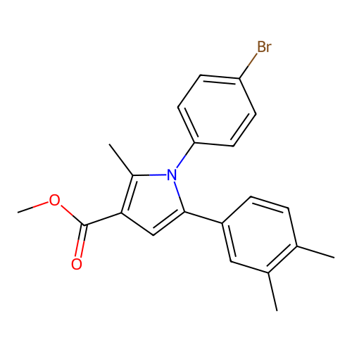 methyl 1-(4-bromophenyl)-5-(3,4-dimethylphenyl)-2-methyl-1H-pyrrole-3-carboxylate structure