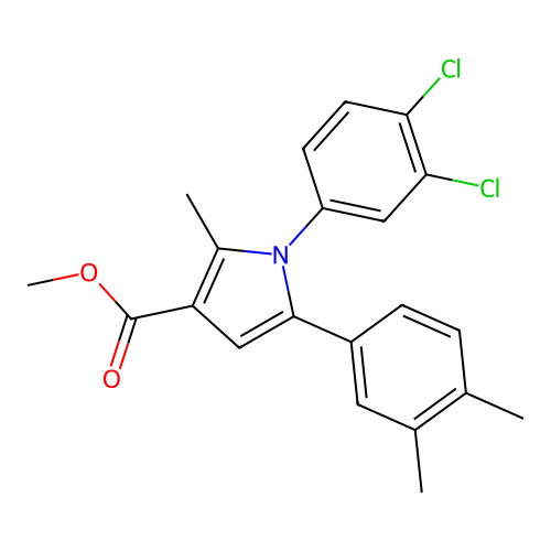 methyl 1-(3,4-dichlorophenyl)-5-(3,4-dimethylphenyl)-2-methyl-1H-pyrrole-3-carboxylate structure