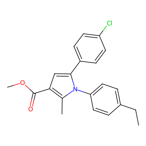methyl 5-(4-chlorophenyl)-1-(4-ethylphenyl)-2-methyl-1H-pyrrole-3-carboxylate structure
