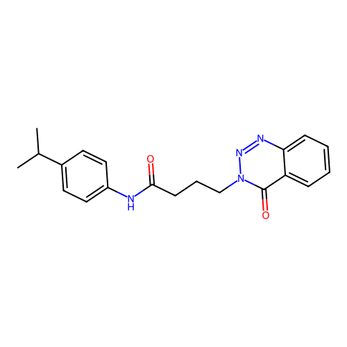 4-(4-oxo-1,2,3-benzotriazin-3(4H)-yl)-N-[4-(propan-2-yl)phenyl]butanamide structure