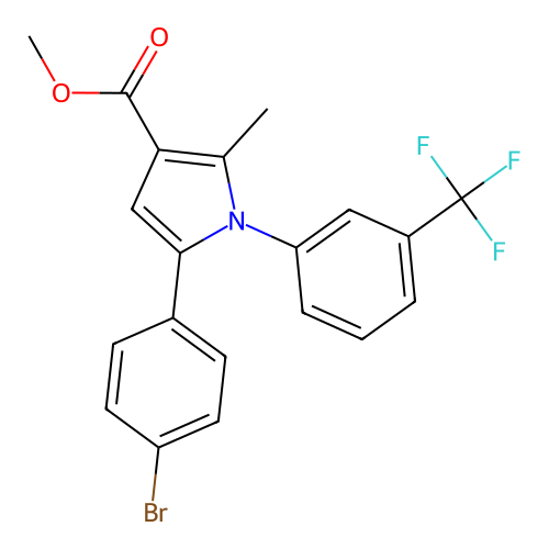 methyl 5-(4-bromophenyl)-2-methyl-1-[3-(trifluoromethyl)phenyl]-1H-pyrrole-3-carboxylate structure