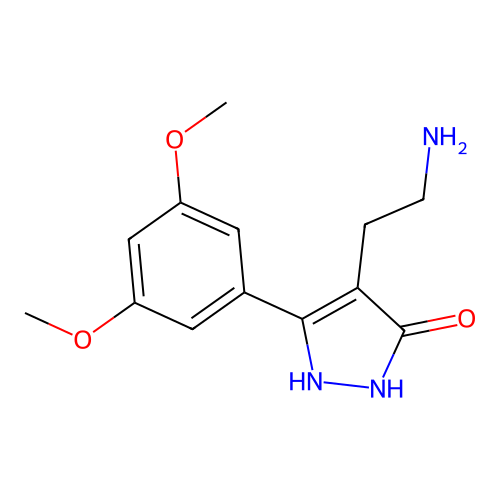 4-(2-aminoethyl)-5-(3,5-dimethoxyphenyl)-1,2-dihydro-3H-pyrazol-3-one structure