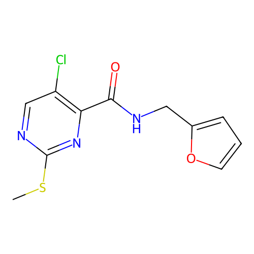 5-chloro-N-[(furan-2-yl)methyl]-2-(methylsulfanyl)pyrimidine-4-carboxamide structure