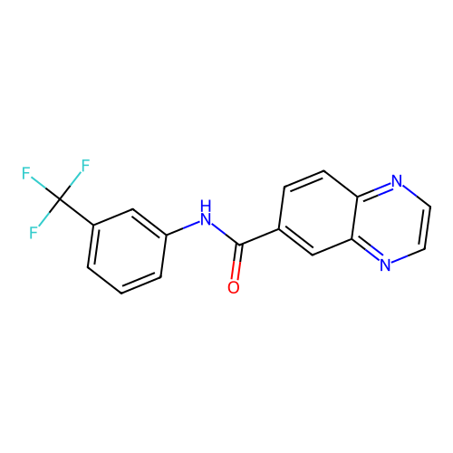 N-[3-(trifluoromethyl)phenyl]quinoxaline-6-carboxamide structure