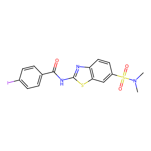 N-[6-(dimethylsulfamoyl)-1,3-benzothiazol-2-yl]-4-iodobenzamide structure