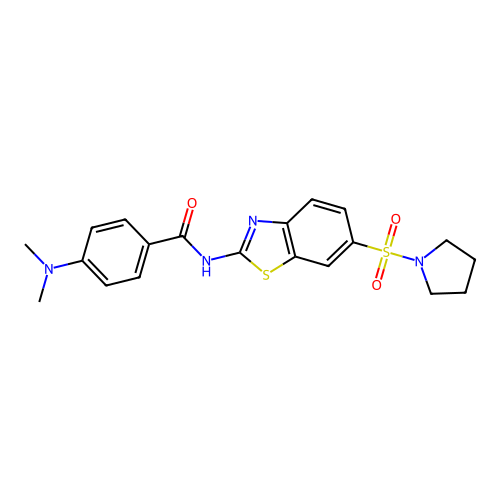 4-(dimethylamino)-N-(6-(pyrrolidin-1-ylsulfonyl)benzo[d]thiazol-2-yl)benzamide structure