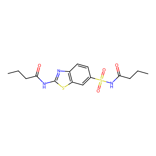 N-[6-(butanoylsulfamoyl)-1,3-benzothiazol-2-yl]butanamide structure