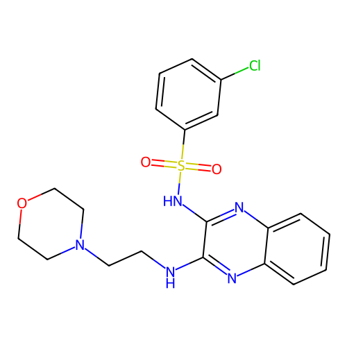 3-chloro-N-[3-(2-morpholin-4-ylethylamino)quinoxalin-2-yl]benzenesulfonamide structure