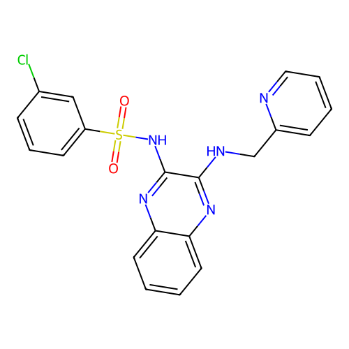 3-chloro-N-[(2Z)-3-[(pyridin-2-ylmethyl)amino]quinoxalin-2(1H)-ylidene]benzenesulfonamide structure