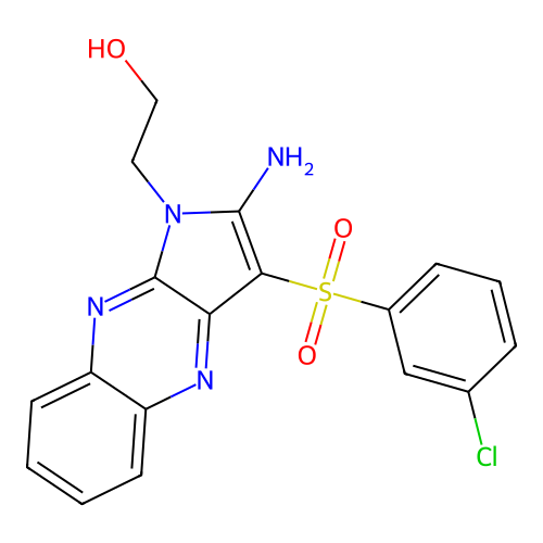 2-{2-amino-3-[(3-chlorophenyl)sulfonyl]-1H-pyrrolo[2,3-b]quinoxalin-1-yl}ethanol structure