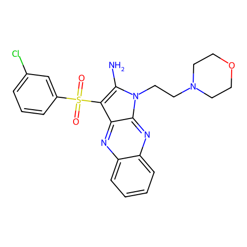 3-[(3-chlorophenyl)sulfonyl]-1-[2-(morpholin-4-yl)ethyl]-1H-pyrrolo[2,3-b]quinoxalin-2-amine structure