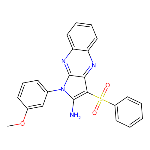 1-(3-methoxyphenyl)-3-(phenylsulfonyl)-1H-pyrrolo[2,3-b]quinoxalin-2-amine structure
