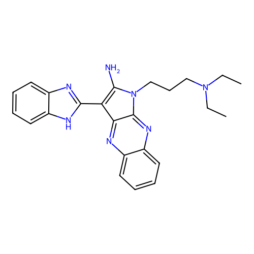 3-(1H-benzimidazol-2-yl)-1-[3-(diethylamino)propyl]-1H-pyrrolo[2,3-b]quinoxalin-2-amine structure