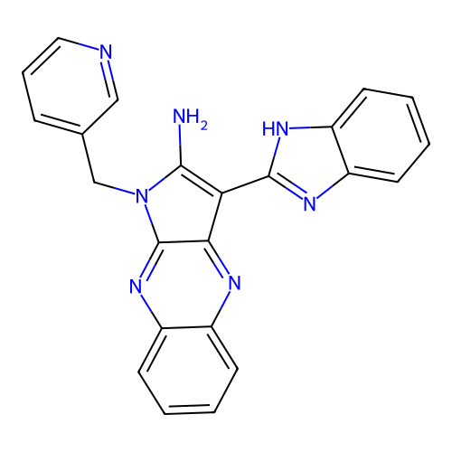 3-(1H-benzimidazol-2-yl)-1-(pyridin-3-ylmethyl)-1H-pyrrolo[2,3-b]quinoxalin-2-amine structure