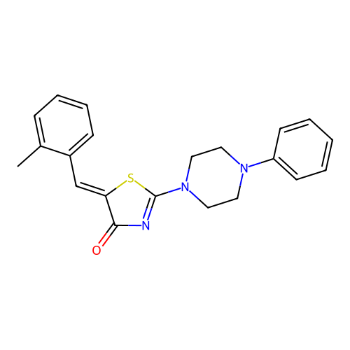 (Z)-5-(2-methylbenzylidene)-2-(4-phenylpiperazin-1-yl)thiazol-4(5H)-one structure