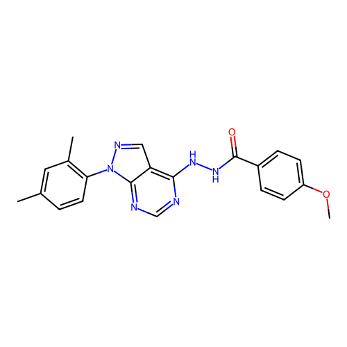 N'-[1-(2,4-dimethylphenyl)-1H-pyrazolo[3,4-d]pyrimidin-4-yl]-4-methoxybenzohydrazide structure